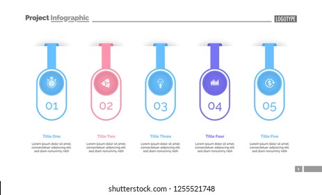 Five options infographic diagram. Step chart, option graph, layout. Creative concept for infographics, presentation, project, report. Can be used for topics like business, marketing, workflow. 