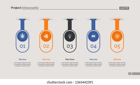 Five options infographic diagram. Step chart, option graph, layout. Creative concept for infographics, presentation, project, report. Can be used for topics like business, marketing, workflow. 