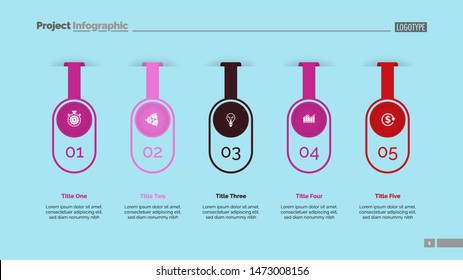 Five options infographic diagram. Step chart, option graph, layout. Creative concept for infographics, presentation, project, report. Can be used for topics like business, marketing, workflow.