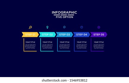 	
Five Options infographic step chart workflow  element Plan Slide Template