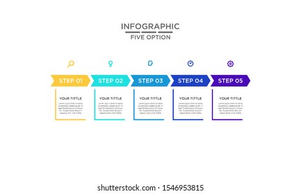 	
Five Options infographic step chart workflow  element Plan Slide Template