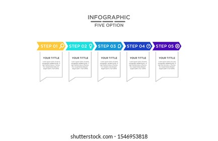 	
Five Options infographic step chart workflow  element Plan Slide Template