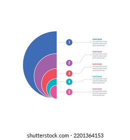 five options infographic template. half circle informational template. infographic template for business, web, internet, magazine, annual report