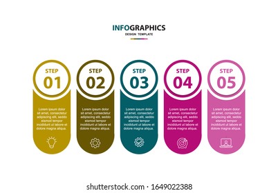 Five options infographics design template, vector timeline