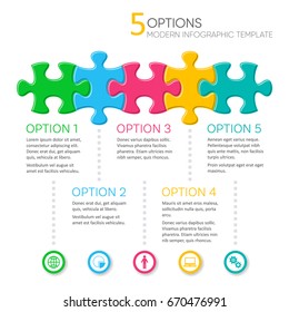 Five options modern infographic presentation template vector illustration