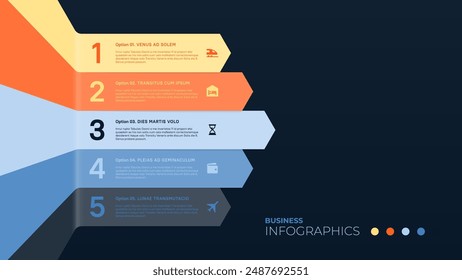 Five options or stages. Modern trendy infographics template