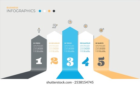 Cinco opções ou estágios. Modelo de infográfico de vetor simples