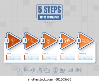 Five options or steps infographic on abstract background. Business thin line icons. Template for your design works. Vector illustration.