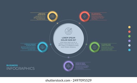 Five options or five steps. Infographic template with a dark background