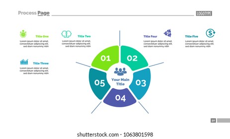Five options strategy process chart template. Business data. Abstract elements of diagram, graphic. Success, review, research, insurance or marketing creative concept for infographic, project.