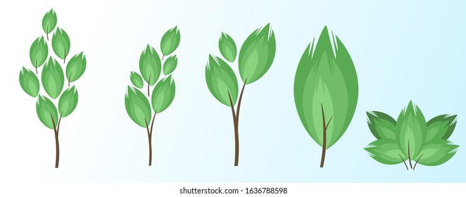 
Five options for stylized trees. Vector.