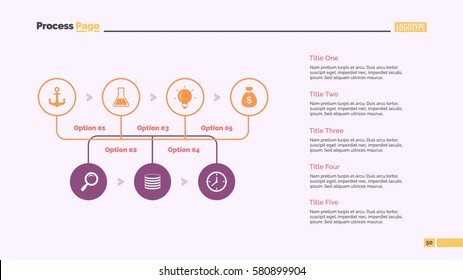 Five Options Workflow Slide Template Stock Vector (Royalty Free