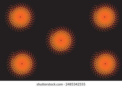 five orange fireworks abstrat background 