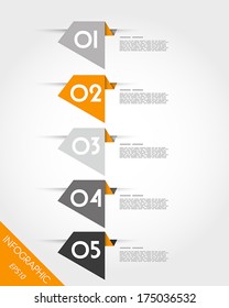 five orange irregular stickers. infographic concept.