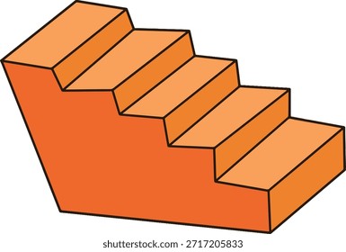 Fünf orangefarbene Treppen, Draufsicht.