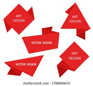 Five origami label designs, speech footnote concept. Vector