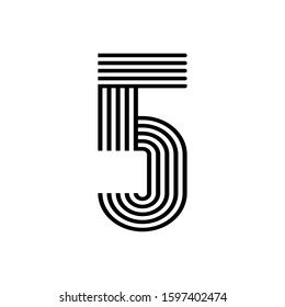 Five outline icon isolated. Symbol, logo illustration for mobile concept and web design.