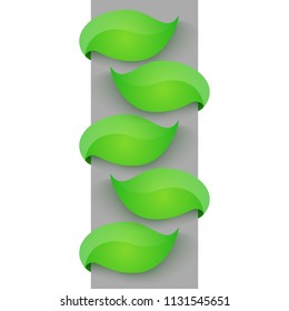 Five paper green leaf illustration. Vector eps 10