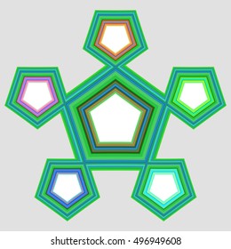 Five part abstract pentagonal infographic element design