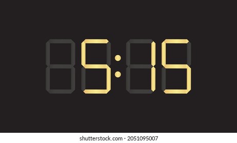 cinco más quince de la mañana - planilla de oro de lujo reloj digital vector eps 10