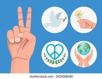 iconos de juego de días de paz de cinco días