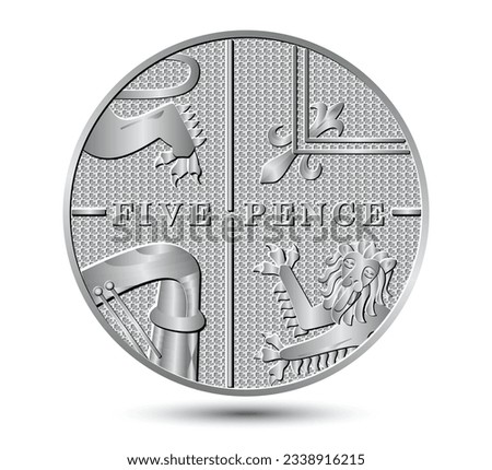 Five Pence coin isolated on a white background. Vector illustration.