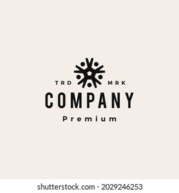 five people family group 5 team together hipster vintage logo vector icon illustration