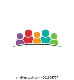 Five People Friends. Group Of Persons. Vector Icon