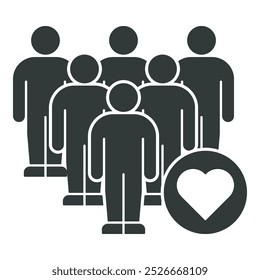 Five People with Heart Symbol, Team Bonding or Collective Care Infographic