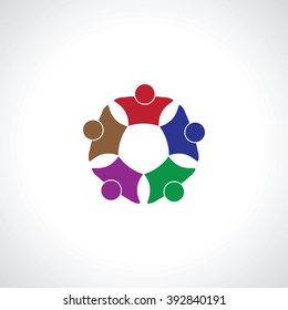 five  people icon. people friends logo concept vector icon. this icon also represents friendship, partnership cooperation unity,