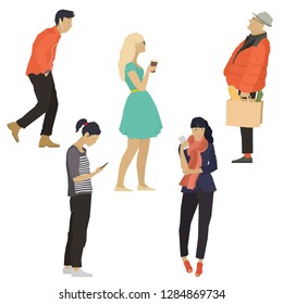 The five people Men and women Vector illustration Isolated object set