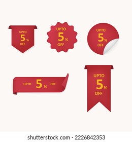 Five percent discount labels with 5 bundle