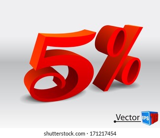 Five percent discount. Vector illustration.
