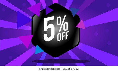 five percent off sale vector illustration black gradient with purple gradient background