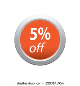 Five percent off vector button, web design element