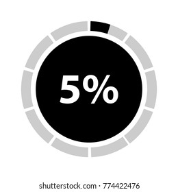 Five percentage circle icon, 5 percent
