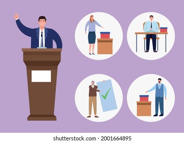 five persons in election day characters
