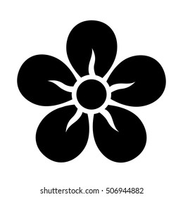 Five petal flower blossom or bloom flat vector icon for apps and websites