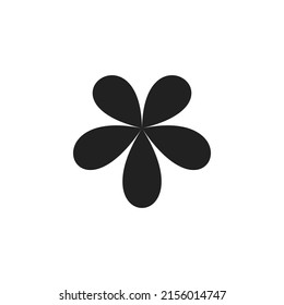 Five petals flower silhouette. Flower icon with five petals 