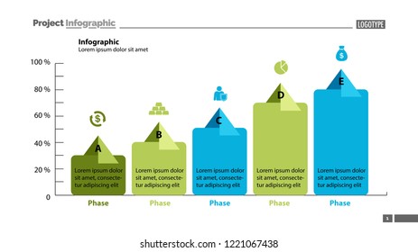 Five phase process chart template design. Element of chart, graph, diagram. Concept for presentation, annual report, infographic. Can be used for topics like business, strategy, development