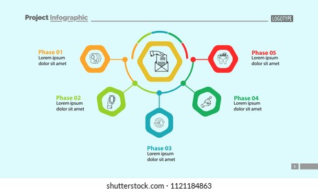 Five phases of business process template. Business data. Graph, chart, design. Creative concept for infographic, report. Can be used for topics like banking, finances, credit