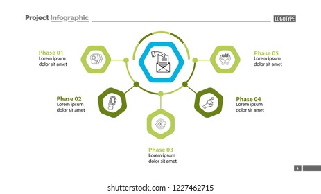 Five phases of business process template. Business data. Graph, chart, design. Creative concept for infographic, report. Can be used for topics like banking, finances, credit