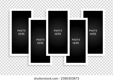 Five photo frame collage template design on transparent background