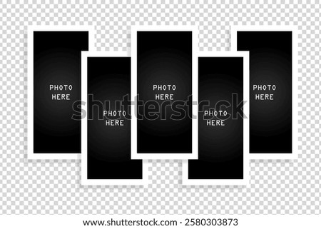 Five photo frame collage template design on transparent background