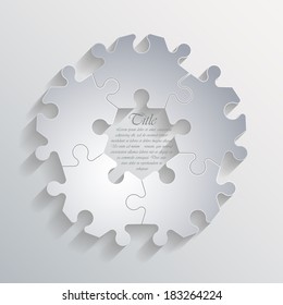 Five piece flat puzzle infographic presentation. 5 step circle business diagram. Five section compare service banner. Vector illustration template shape . 3d Abstract Background