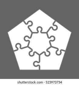 Five piece puzzle business presentation. Circle infograph. 5 step process diagram. Five section compare banner.