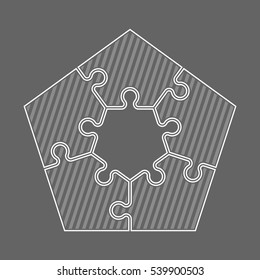 Five piece puzzle business presentation. Circle infograph. 5 step process diagram. Five section compare banner.