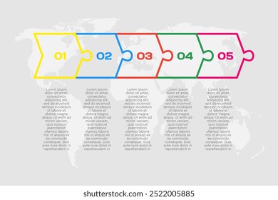 Five pieces puzzle arrow line infographic. Business, idea, flow concept. Template for 5 options, parts, processes. Jigsaw info graphic. Can be used for process, presentation, layout, banner, graph