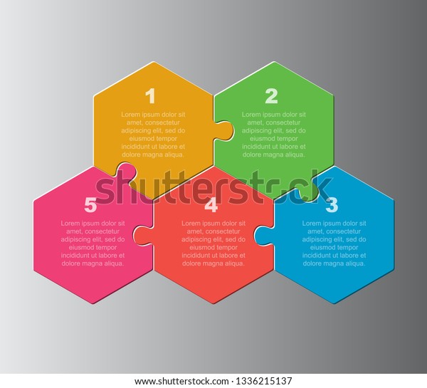 Five Pieces Puzzle Hexagonal Diagram Hexagon Stock Vector (Royalty Free ...