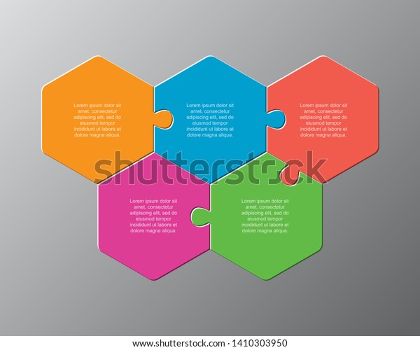 Five Pieces Puzzle Hexagonal Diagram Hexagon Stock Vector (Royalty Free ...